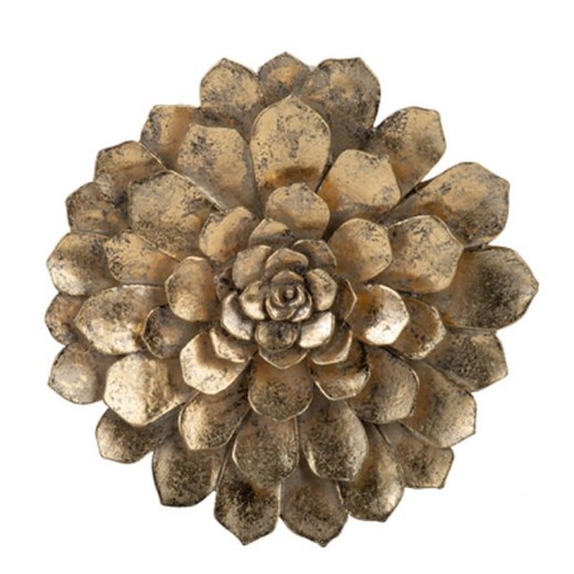 Artekko Flower Διακοσμητικό Επιτοίχιο Λουλούδι Ρητίνης Χρυσό - 26cm  x 6cm  x 26cm
