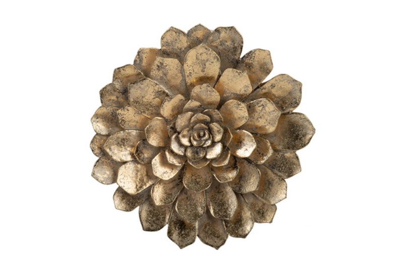 Artekko Flower Διακοσμητικό Επιτοίχιο Λουλούδι Ρητίνης Χρυσό - 26cm  x 6cm  x 26cm