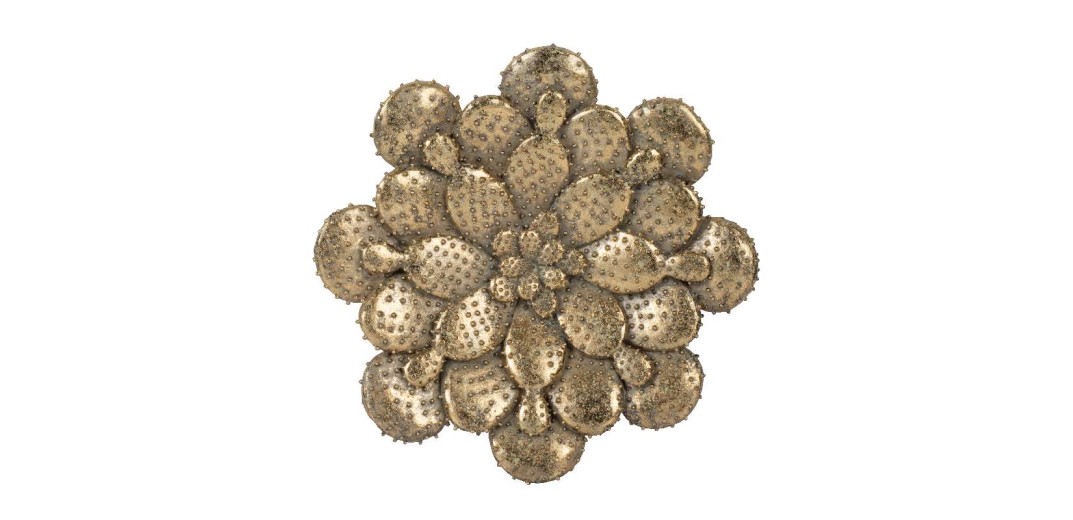 Artekko Flower Διακοσμητικό Επιτοίχιο Λουλούδι Ρητίνης Χρυσό - 25.5cm  x 4cm  x 25.5cm
