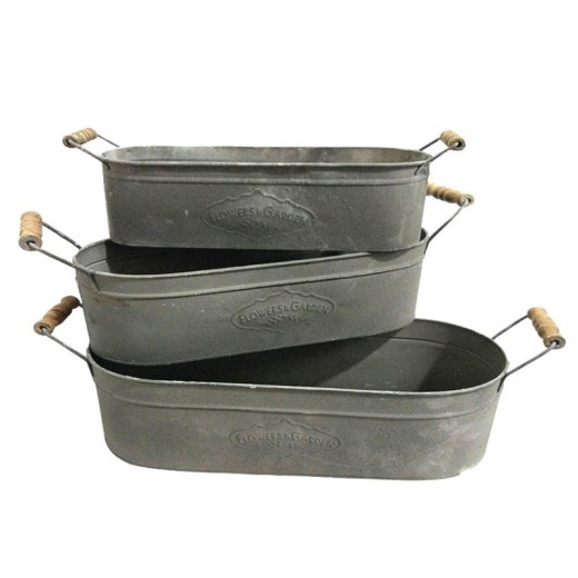 Artekko Γλάστρα Μεταλλική Διακοσμητική Σετ/3 (50x20x17)cm - 50cm  x 20cm  x 17cm