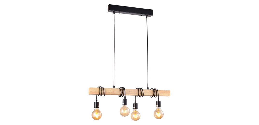 Artekko Rod Φωτιστικό με 4 Λάμπες Ξύλινο Φυσικό (70x10x30)cm - 70cm  x 10cm  x 30cm