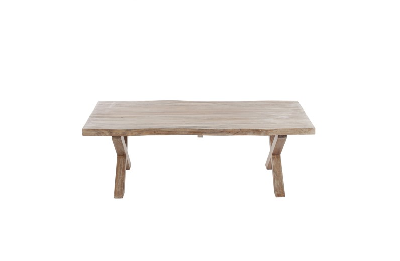 Artekko Maokai Τραπέζι Σαλονιού με Χ Πόδια Ξύλινο Λευκή Πατίνα (135x68x45)cm - 135cm  x 68cm  x 45cm