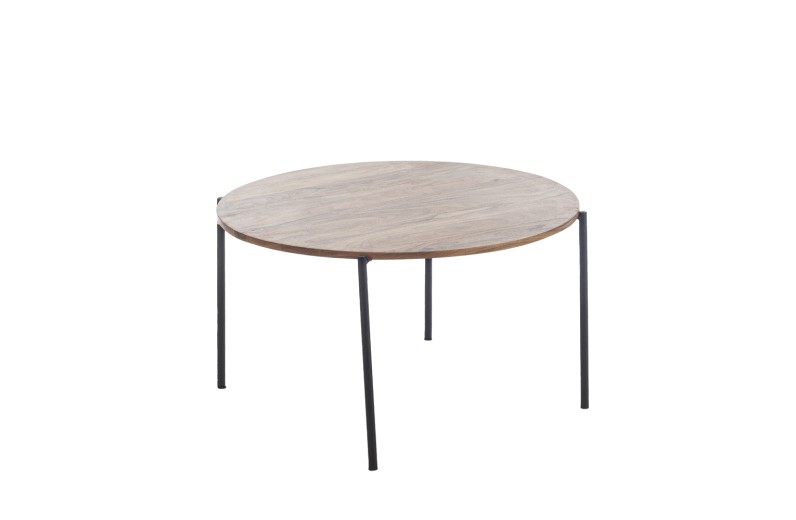 Artekko Ahri Τραπέζι Σαλονιού Στρογγυλό Ξύλο/Μέταλλο Μελί Απόχρωση (80x80x45)cm - 80cm  x 80cm  x 45cm