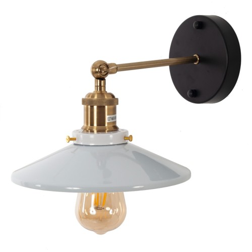 Artekko Aluminum Φωτιστικό Απλίκα Μονόφωτο (Ε27) Λευκό/Χρυσό με Καθρέφτη (24x24x14)cm - 24cm  x 24cm  x 14cm