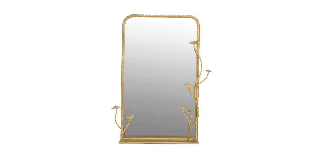 Artekko Mushroom Καθρέφτης Τοίχου με Ράφι Μέταλλο/Γυαλί Χρυσό (90x60x15)cm - 90cm  x 60cm  x 15cm