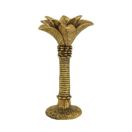 Artekko Palm Tree Διακοσμητικό Κηροπήγιο Ρητίνη Χρυσό (14.5x14.5x26.5)cm - 14.5cm  x 14.5cm  x 26.5cm