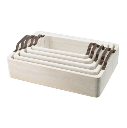 Artekko Paulownia Wood Δίσκος Ξύλο/Μέταλλο σε Φυσική Απόχρωση (50x35x14)cm Σετ/5 - 50cm  x 35cm  x 14cm