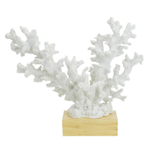 Artekko Coral Διακοσμητικό Κοράλλι σε Βάση Ρητίνη/Ξύλο Λευκό (34x13x29)cm - 34cm  x 13cm  x 29cm