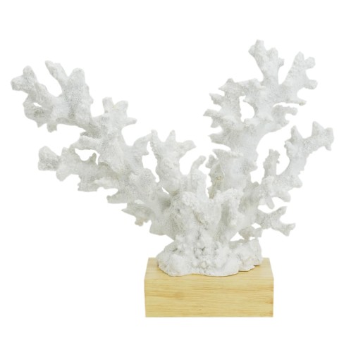 Artekko Coral Διακοσμητικό Κοράλλι σε Βάση Ρητίνη/Ξύλο Λευκό (34x13x29)cm - 34cm  x 13cm  x 29cm