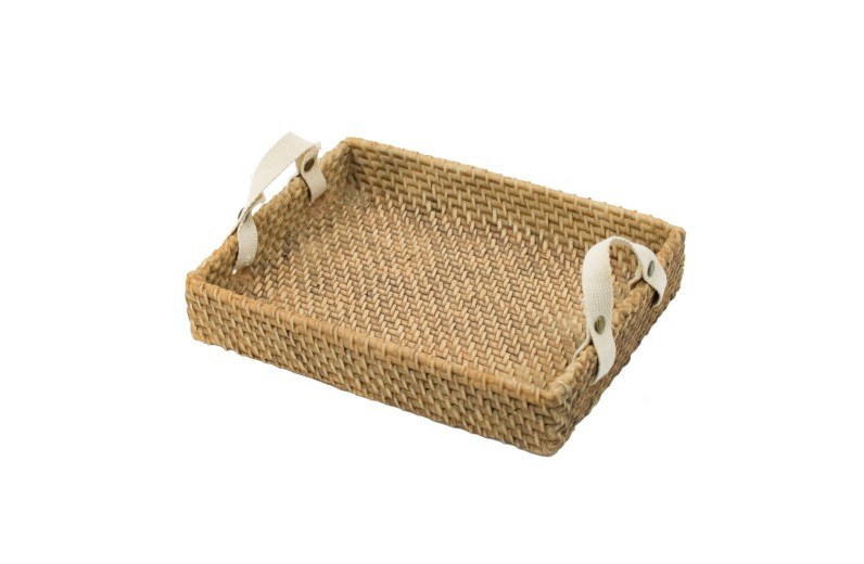 Artekko Knitt Δίσκος Διακοσμητικός με Χειρολαβή Τσιμέντο/Ύφασμα Μπεζ (32x24x6)cm - 31.5cm  x 24cm  x 6cm