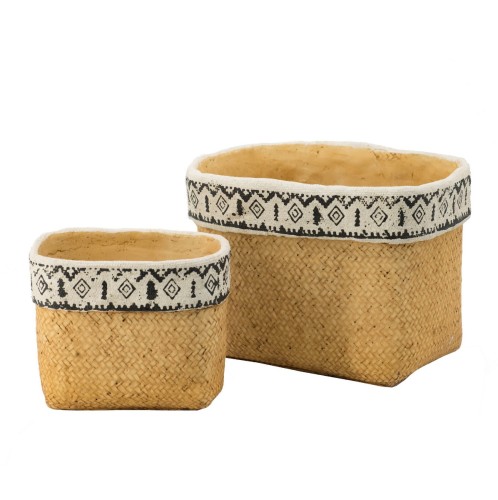 Artekko Knitt Κασπώ Τσιμεντένιο Μπεζ (19x14x15)cm Σετ/2 - 26.5cm  x 22cm  x 20cm