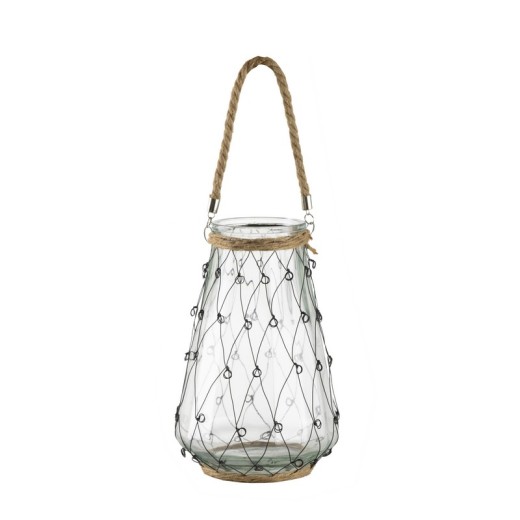 Artekko Clear Βάζο/Φανάρι Διάφανο Γυάλινο με Μεταλλικό Πλέγμα (21x21x32)cm - 21cm  x 21cm  x 32cm