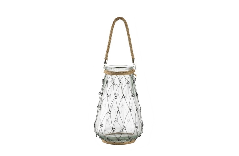 Artekko Clear Βάζο/Φανάρι Διάφανο Γυάλινο με Μεταλλικό Πλέγμα (21x21x32)cm - 21cm  x 21cm  x 32cm