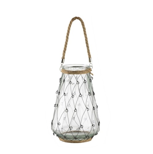 Artekko Clear Βάζο/Φανάρι Διάφανο Γυάλινο με Μεταλλικό Πλέγμα (21x21x32)cm - 21cm  x 21cm  x 32cm