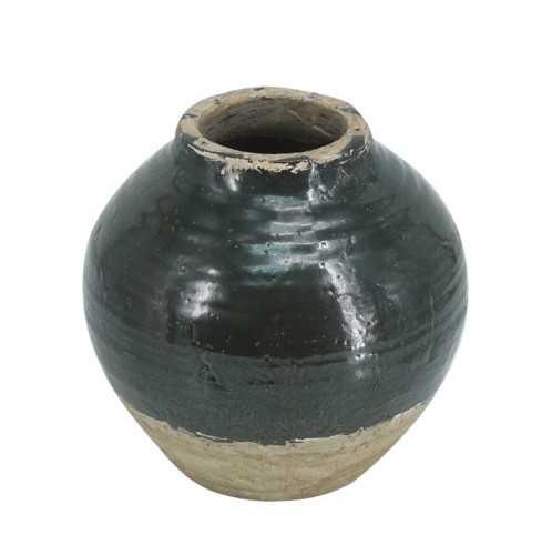 Artekko Antique Βάζο από Τερακότα Πράσινο (25x25x24)cm - 25cm  x 25cm  x 24cm