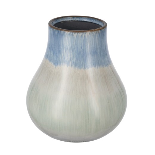 Artekko Silk Διακοσμητικό Βάζο Κεραμικό Μπεζ/Μπλε (23x23x25.5)cm - 23cm  x 23cm  x 25.5cm