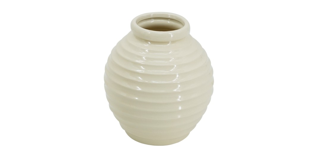 Artekko Pot Διακοσμητικό Βάζο Κεραμικό Μπεζ (19x19x20)cm - 19cm  x 19cm  x 20cm