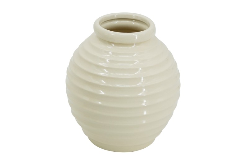 Artekko Pot Διακοσμητικό Βάζο Κεραμικό Μπεζ (19x19x20)cm - 19cm  x 19cm  x 20cm