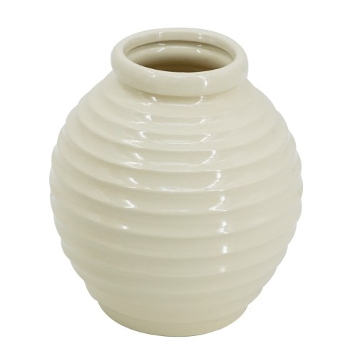 Artekko Pot Διακοσμητικό Βάζο Κεραμικό Μπεζ (19x19x20)cm - 19cm  x 19cm  x 20cm