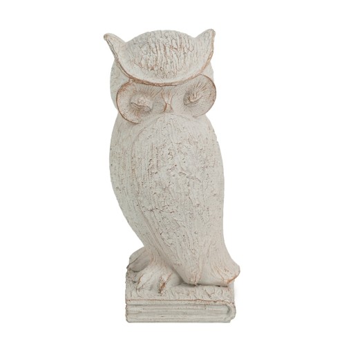 Artekko Owl Διακοσμητική Κουκουβάγια Ρητίνη Λευκή Πατίνα (10.5x9.5x20)cm - 10.5cm  x 9.5cm  x 20cm