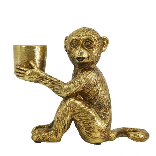 Artekko Monkey Κηροπήγιο Μαϊμού Ρητίνη Χρυσό (15.5x7x12.8)cm - 15.5cm  x 7cm  x 12.8cm