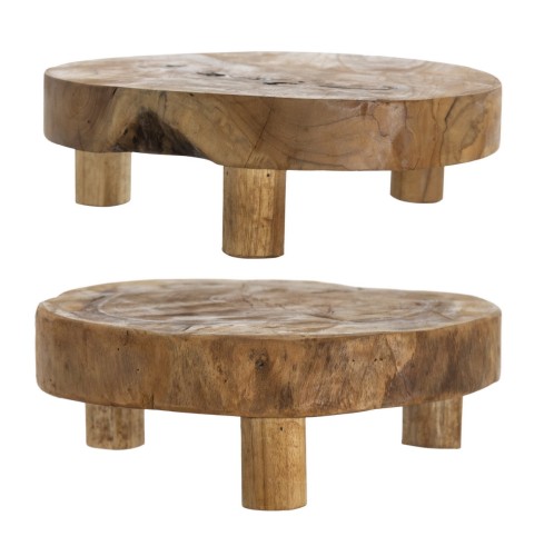 Artekko Woody Riser Πλατό Διακοσμητικό από Ξύλο Teak (30x30x10)cm Σετ/2 - 30cm  x 30cm  x 10cm