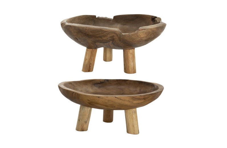 S/2 Teak Bowl - 20cm  x 20cm  x 25cm