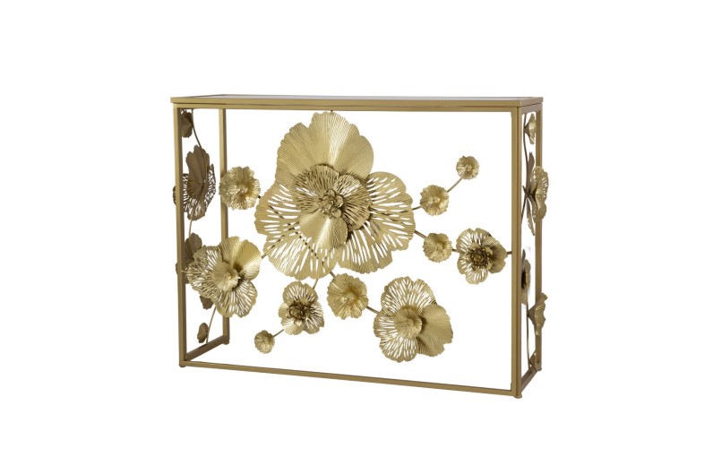 Artekko 98.5 X 30.5 X 77cm μέταλλο και καθρέφτης κονσόλας πίνακα