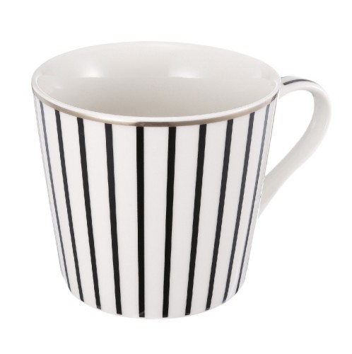 Artekko Iqorser Κούπα Bone China Πορσελάνη Λευκό/Μαύρο (13.5x9.5x9)cm - 13.5cm  x 9.5cm  x 9cm