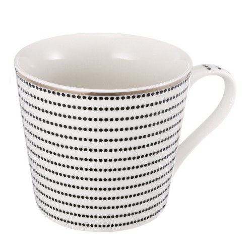 Artekko Iqorser Κούπα Bone China Πορσελάνη Λευκό/Μαύρο (13.5x9.5x9)cm - 13.5cm  x 9.5cm  x 9cm