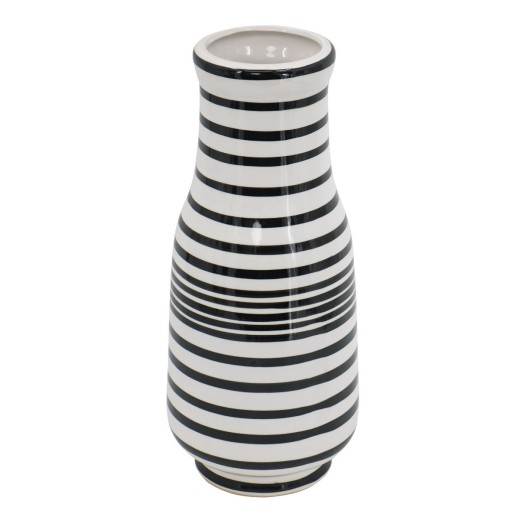 Artekko Zebra Διακοσμητικό Βάζο Κεραμικό Λευκό/Μάυρο (17.7x17.7x45.7)cm - 17.7cm  x 17.7cm  x 45.7cm
