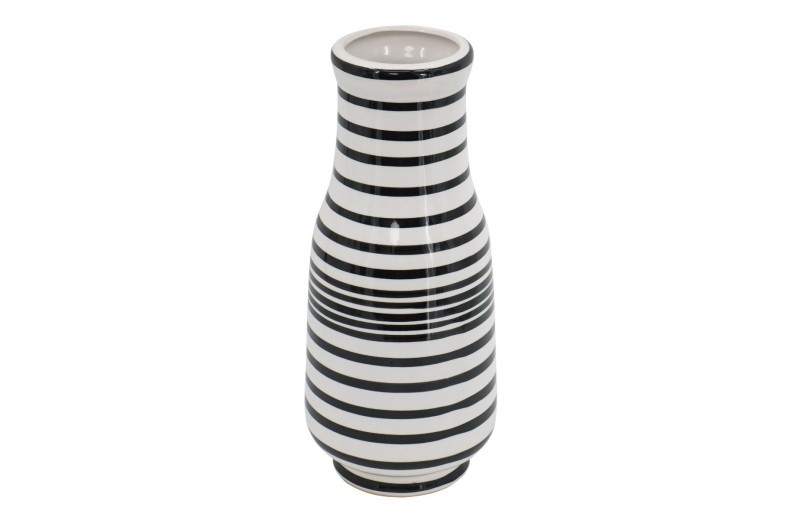 Artekko Zebra Διακοσμητικό Βάζο Κεραμικό Λευκό/Μάυρο (17.7x17.7x45.7)cm - 17.7cm  x 17.7cm  x 45.7cm