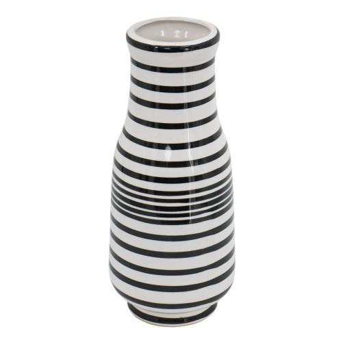 Artekko Zebra Διακοσμητικό Βάζο Κεραμικό Λευκό/Μάυρο (17.7x17.7x45.7)cm - 17.7cm  x 17.7cm  x 45.7cm