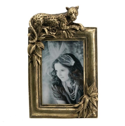 Artekko Wild Cat Κορνίζα Φωτογραφίας Ρητίνης Χρυσή (15.5x3x24.5)cm - 15.5cm  x 3cm  x 24.5cm