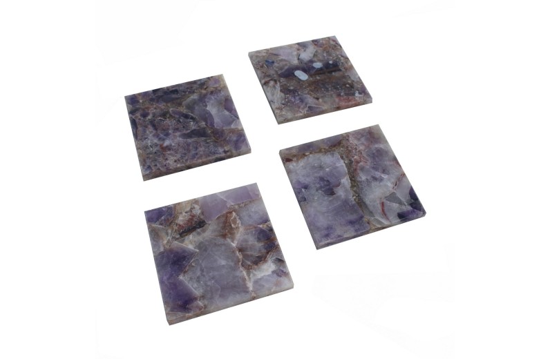 Artekko Quartz Σουβέρ από Χαλαζία Μοβ (10x10x1.1)cm Σετ/4 - 10cm  x 10cm  x 1.1cm