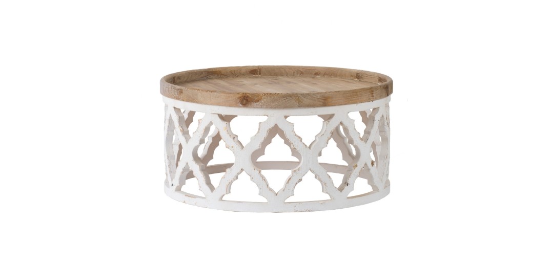 Artekko Alcott Τραπέζι Σαλονιού Ξύλο MDF Λευκή Πατίνα (81x81x40)cm - 81cm  x 81cm  x 40cm