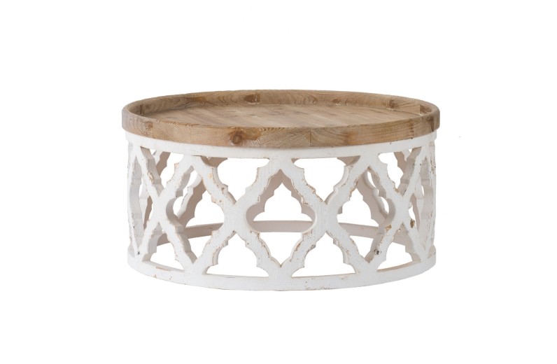 Artekko Alcott Τραπέζι Σαλονιού Ξύλο MDF Λευκή Πατίνα (81x81x40)cm - 81cm  x 81cm  x 40cm