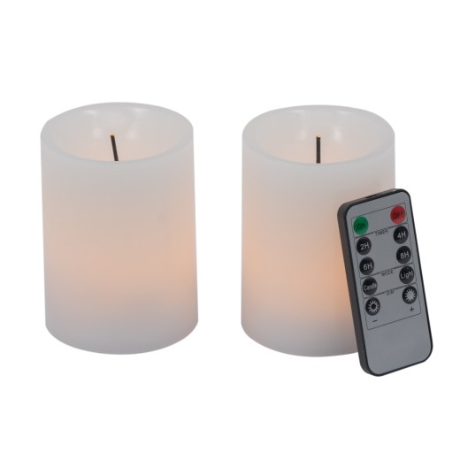 Artekko Flame Κερί Led με Τηλεχειριστήριο Κερί Λευκό (7.6x7.6x10.2)cm Σετ/2 - 7.6cm  x 7.6cm  x 10.2cm