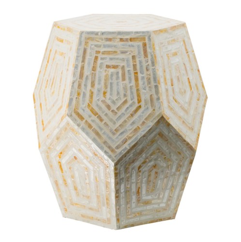 Artekko Ivory Τραπέζι Βοηθητικό Σκαμπό MDF Capiz Μπεζ (46x46x53)cm - 46cm  x 46cm  x 53cm