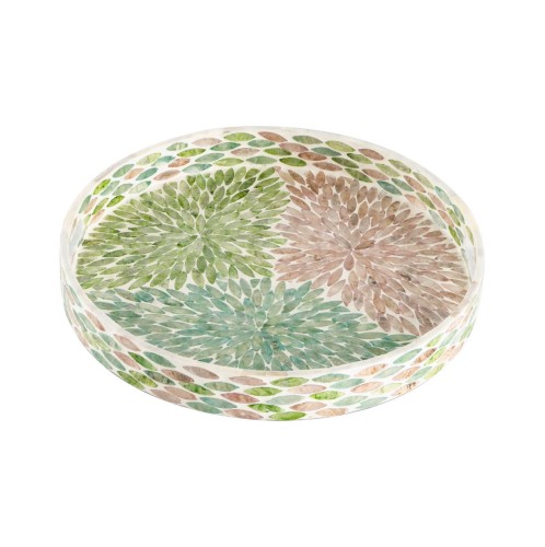 Artekko Ivory Διακοσμητικός Δίσκος MDF Capiz Πολύχρωμο (35x35x4.5)cm - 35cm  x 35cm  x 4.5cm