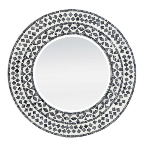 Artekko Ivory Καθρέπτης Τοίχου MDF Capiz Γυαλί Ασπρόμαυρο (61x2x61)cm - 61cm  x 2cm  x 61cm