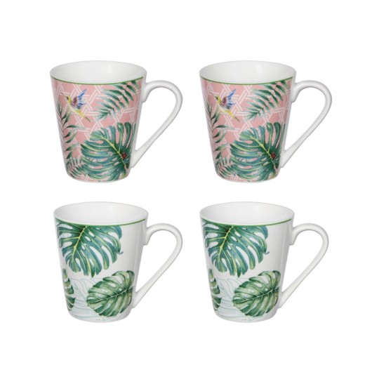 Artekko Tropical Κούπες με Φύλλα Πήλινες Πράσινο (12x8x10)cm  Σετ/4 - 11.9cm  x 7.9cm  x 9.9cm