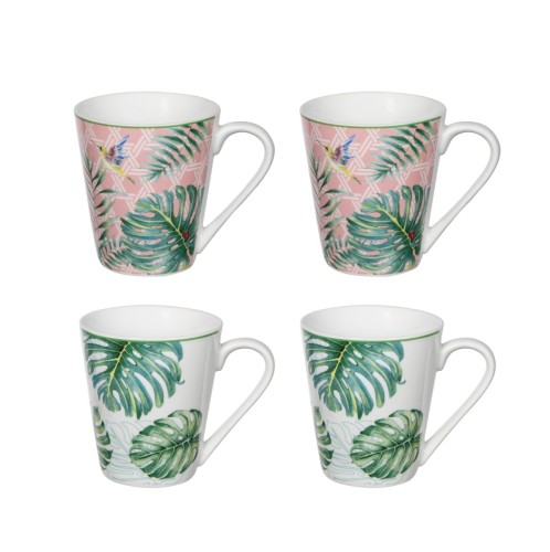 Artekko Tropical Κούπες με Φύλλα Πήλινες Πράσινο (12x8x10)cm  Σετ/4 - 11.9cm  x 7.9cm  x 9.9cm