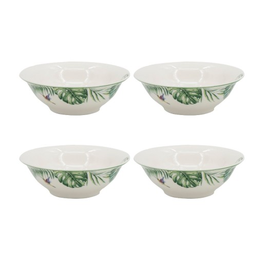 Artekko Tropical Μπολ Φαγητού με Φύλλα Πήλινα Πράσινο (15x15x4.1)cm Σετ/4 - 15cm  x 15cm  x 4.1cm