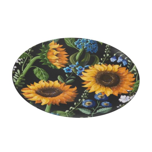 Artekko Lash Πιατέλα Πλαστική Μαύρο Κίτρινο (33x33x2)cm - 33cm  x 33cm  x 2cm