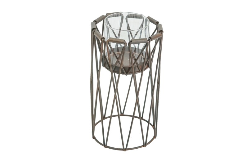 Artekko Candle Holder Κηροπήγιο Μέταλλο Γκρι (14x14x24)cm - 14cm  x 14cm  x 24cm