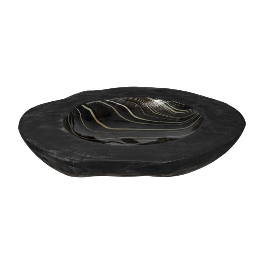 Artekko Woody Διακοσμητικό Μπολ από Ξύλο Teak Μαύρο (30x30x8)cm - 30cm  x 30cm  x 8cm