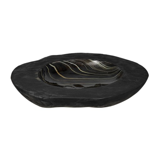 Artekko Woody Διακοσμητικό Μπολ από Ξύλο Teak Μαύρο (30x30x8)cm - 30cm  x 30cm  x 8cm