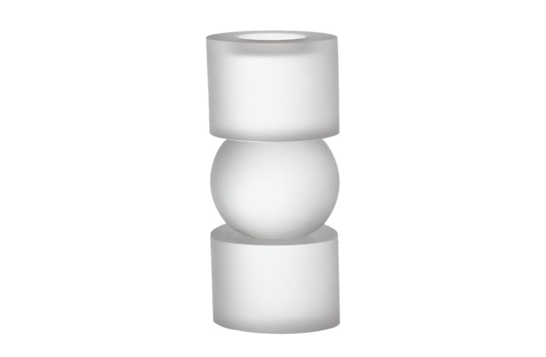 Artekko Frosted Κηροπήγιο Γυάλινο Διάφανο (8x8x18)cm - 8cm  x 8cm  x 18cm