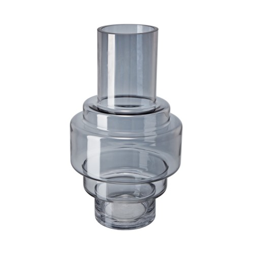 Artekko Fluted Διακοσμητικό Βάζο Ημιδιάφανο Γκρι (19.5x19.5x35)cm - 19.5cm  x 19.5cm  x 35cm